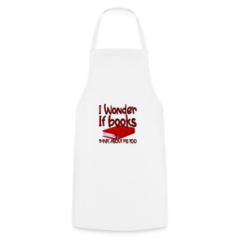 I Wonder If Books Think About Me Too 4 - Cooking Apron - white - Front - AI Model Male 185 dark (185cm)