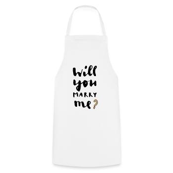 Veux-tu m'épouser - Tablier de cuisine - blanc - Devant - AI Model Male 185 dark (185cm)