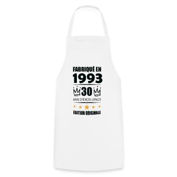 Vintage 1993 30Ans Anniversaire Cadeau Homme Femme - Tablier de cuisine - blanc - Devant - AI Model Male 185 dark (185cm)