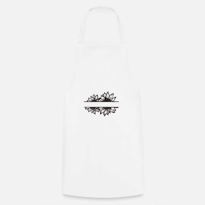 Double sunflower split black - Cooking Apron - white