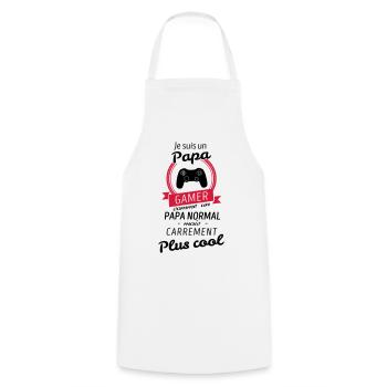 Je suis un papa Gamer - Tablier de cuisine - blanc - Devant - AI Model Male 185 dark (185cm)