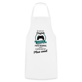 Je suis un papa Gamer cadeau - Tablier de cuisine - blanc - Devant - AI Model Male 185 dark (185cm)