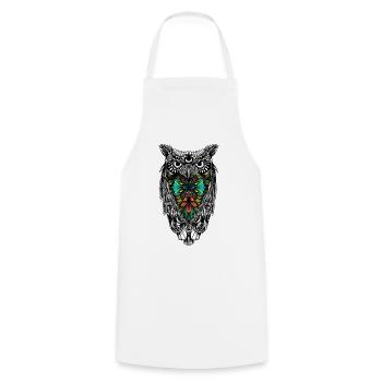 Owl color - Cooking Apron - white - Front - AI Model Male 185 dark (185cm)