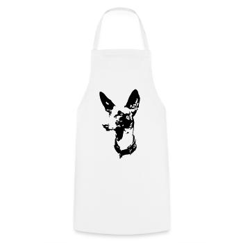 Tête de podenco - Tablier de cuisine - blanc - Devant - AI Model Male 185 dark (185cm)