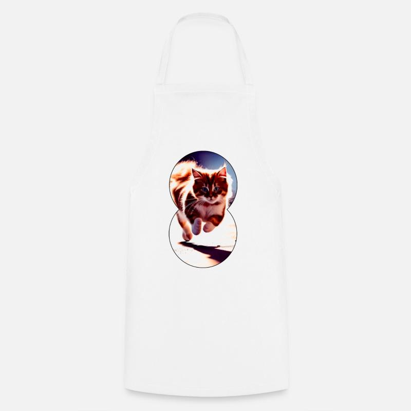 Running cat 8 - Cooking Apron - white