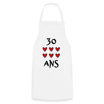 30. 30 YEARS. 30th ANNIVERSARY. 30 YEARS ANNIVERSARY. - Cooking Apron - white - Front - AI Model Male 185 dark (185cm)