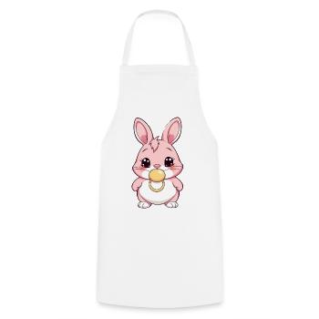Lapin de Pâques Lapin Kawaii avec sucette - Tablier de cuisine - blanc - Devant - AI Model Male 185 dark (185cm)