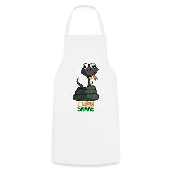 Dessin animé Serpent J’adore Serpent Animal de compagnie Serpent Serpent - Tablier de cuisine - blanc - Devant - AI Model Male 185 dark (185cm)