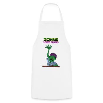 Zombie Loves Brains Funny Undead Monster Horror - Cooking Apron - white - Front - AI Model Male 185 dark (185cm)