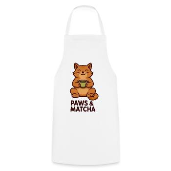 Pattes & Matcha Chat - Tablier de cuisine - blanc - Devant - AI Model Male 185 dark (185cm)