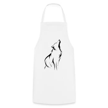 Wolf-Silhouette, Stärke und Kraft, Konturen - Kochschürze - Weiß - Vorne - AI Model Male 185 dark (185cm)