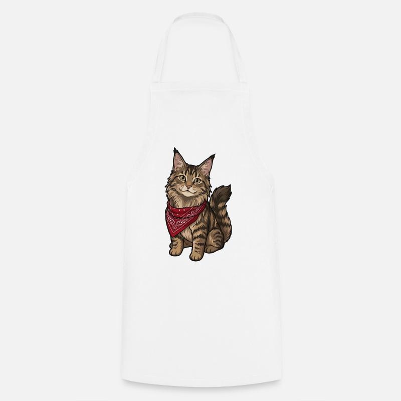 Chat Maine coon - Tablier de cuisine - blanc