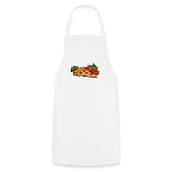 Pizza is my vegetable -Fun fast food design - Cooking Apron - white - Front - AI Model Male 185 dark (185cm)