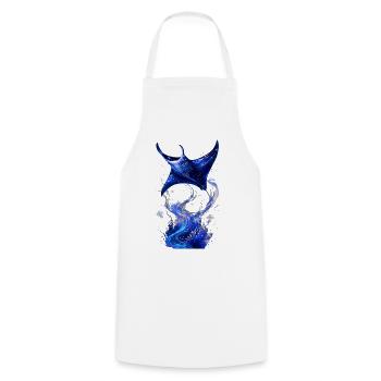 Kosmisch-Blaue Astral-Manta - Kochschürze - Weiß - Vorne - AI Model Male 185 dark (185cm)