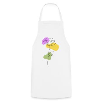 Lineart flower with pastel shapes - Cooking Apron - white - Front - AI Model Male 185 dark (185cm)