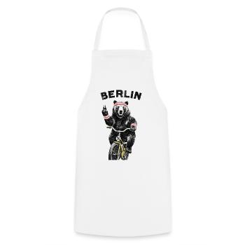 Berlin Bear on Bicycle - Cooking Apron - white - Front - AI Model Male 185 dark (185cm)