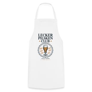 Bier Lecker Pilsken Club Ruhrpott Pils Bierchen - Kochschürze - Weiß - Vorne - AI Model Male 185 dark (185cm)