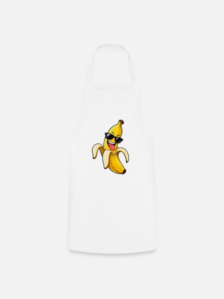 Schicke Bananen-Schwarzbrille - Kochschürze - Weiß