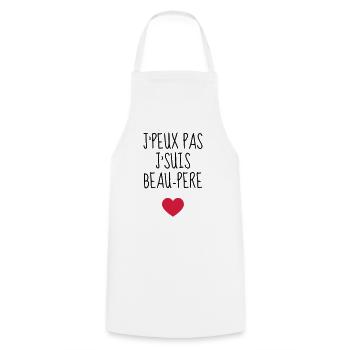Beau Père - Papa - Fête des Peres - Enfant - Bébé - Tablier de cuisine - blanc - Devant - AI Model Male 185 dark (185cm)