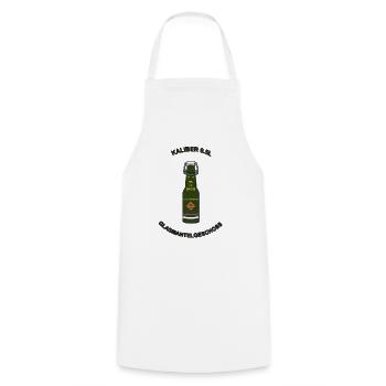 Glasmantelgeschoss V2 - Kochschürze - Weiß - Vorne - AI Model Male 185 dark (185cm)