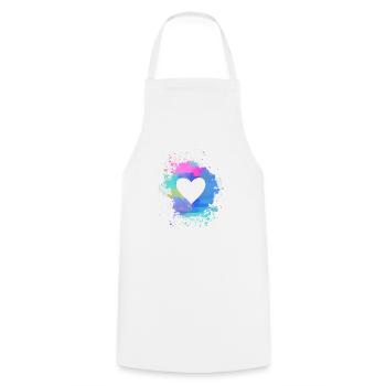heart, colorful,pastel,painting,watercolor,pink,blue - Cooking Apron - white - Front - AI Model Male 185 dark (185cm)