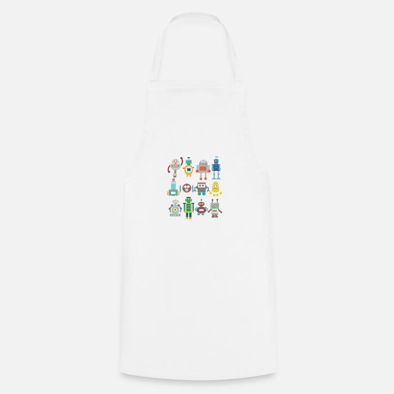 Nerd Robot Retro Funny Gift Technique Jeu - Tablier de cuisine - blanc