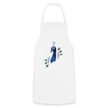 blauer Pfau - Kochschürze - Weiß - Vorne - AI Model Male 185 dark (185cm)