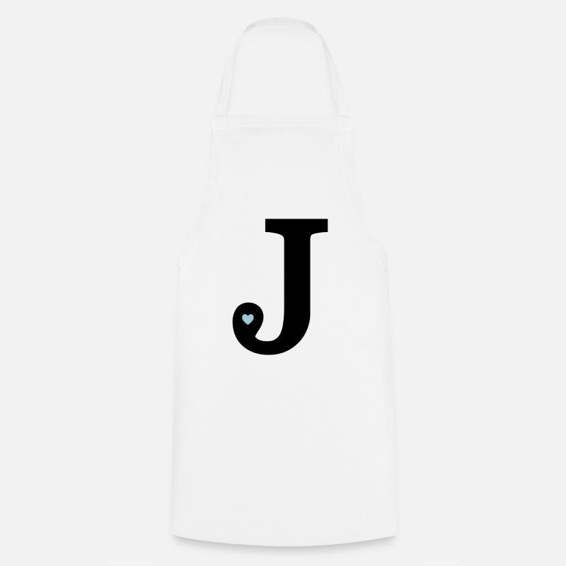 Letter J initial - Cooking Apron - white