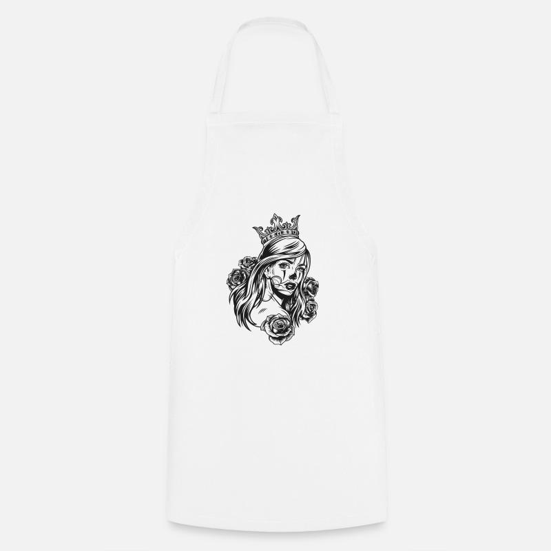 Queen Head (Partner Motif) - Cooking Apron - white