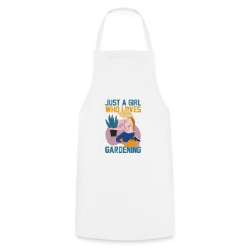 JUST A GIRL WHO LOVES GARDENING - Cooking Apron - white - Front - AI Model Male 185 dark (185cm)