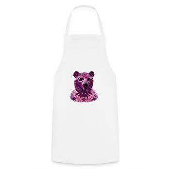 Bear,Sequins,Pink Bear,Shiny - Cooking Apron - white - Front - AI Model Male 185 dark (185cm)