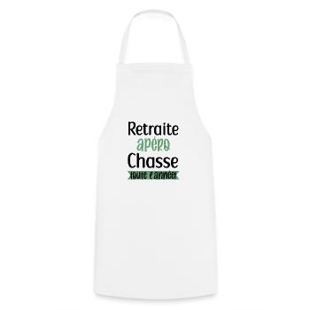 Retraite apéro chasse cadeau homme chasseur humour - Tablier de cuisine - blanc - Devant - AI Model Male 185 dark (185cm)