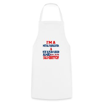 im a metal fabricator - Cooking Apron - white - Front - AI Model Male 185 dark (185cm)