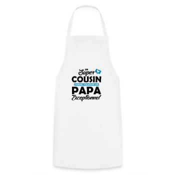 super cousin - papa exceptionnel - Tablier de cuisine - blanc - Devant - AI Model Male 185 dark (185cm)