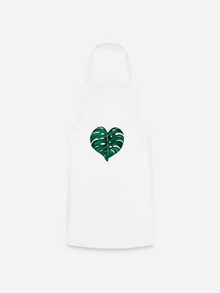 Monstera Deliciosa Blatt - Kochschürze - Weiß