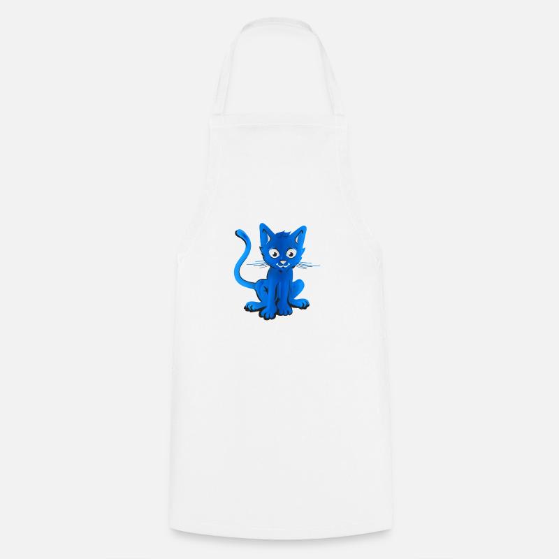 Chat Bleu - Tablier de cuisine - blanc