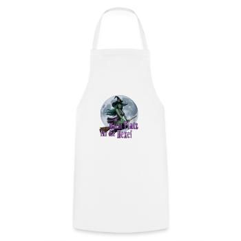 Witch and Full Moon 03 - Cooking Apron - white - Front - AI Model Male 185 dark (185cm)