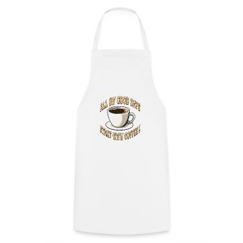 Tous mes bons jours commencent par le café ! - Tablier de cuisine - blanc - Devant - AI Model Male 185 dark (185cm)