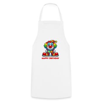 Clown Dessin animé Joyeux anniversaire - Tablier de cuisine - blanc - Devant - AI Model Male 185 dark (185cm)