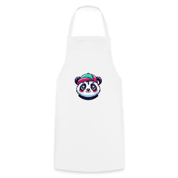 Tête de Mignon Panda Kawaii avec casquette - Tablier de cuisine - blanc - Devant - AI Model Male 185 dark (185cm)