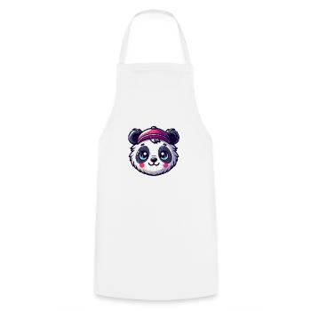 Panda Head with Cap - Cooking Apron - white - Front - AI Model Male 185 dark (185cm)