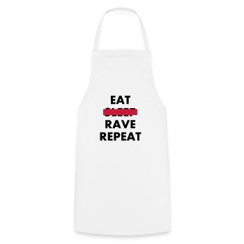 EAT - RAVE REPEAT - Kochschürze - Weiß - Vorne - AI Model Male 185 dark (185cm)