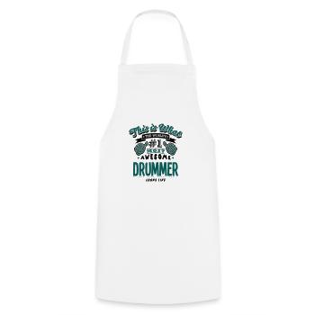 drummer world no1 most awesome copy - Cooking Apron - white - Front - AI Model Male 185 dark (185cm)