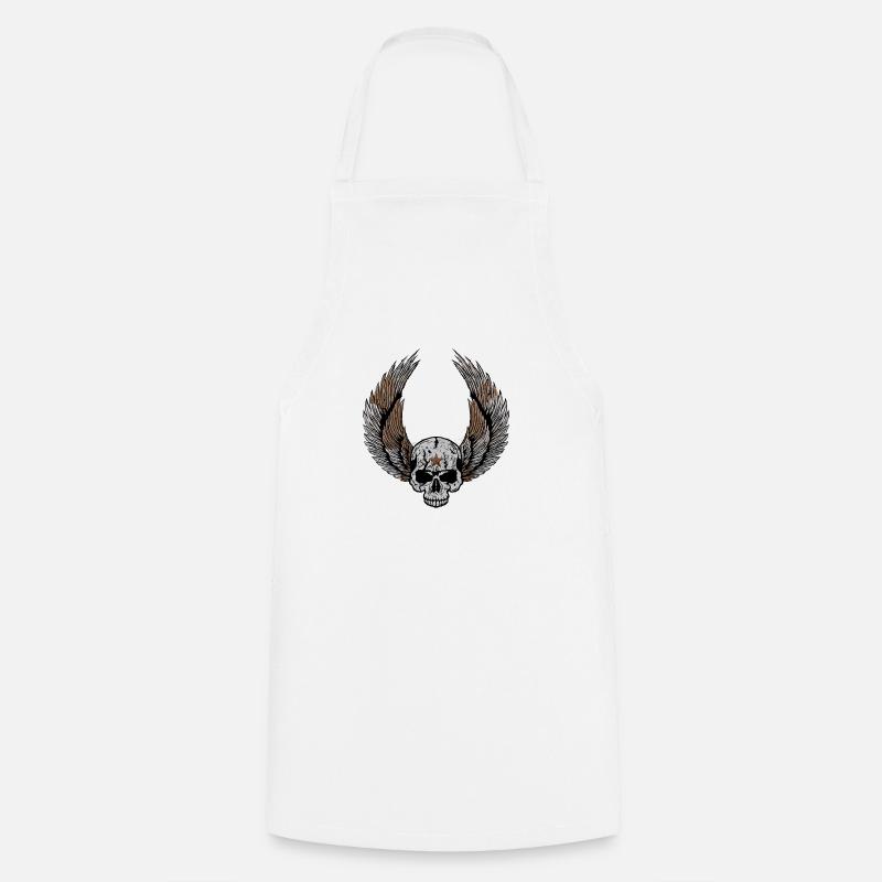 tete de mort ailes crane skull - Tablier de cuisine - blanc