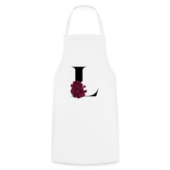 lettre L fleuris - Tablier de cuisine - blanc - Devant - AI Model Male 185 dark (185cm)