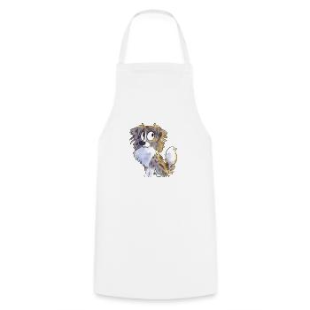 Chibi Australian Shepherd - Red Merle - Cooking Apron - white - Front - AI Model Male 185 dark (185cm)
