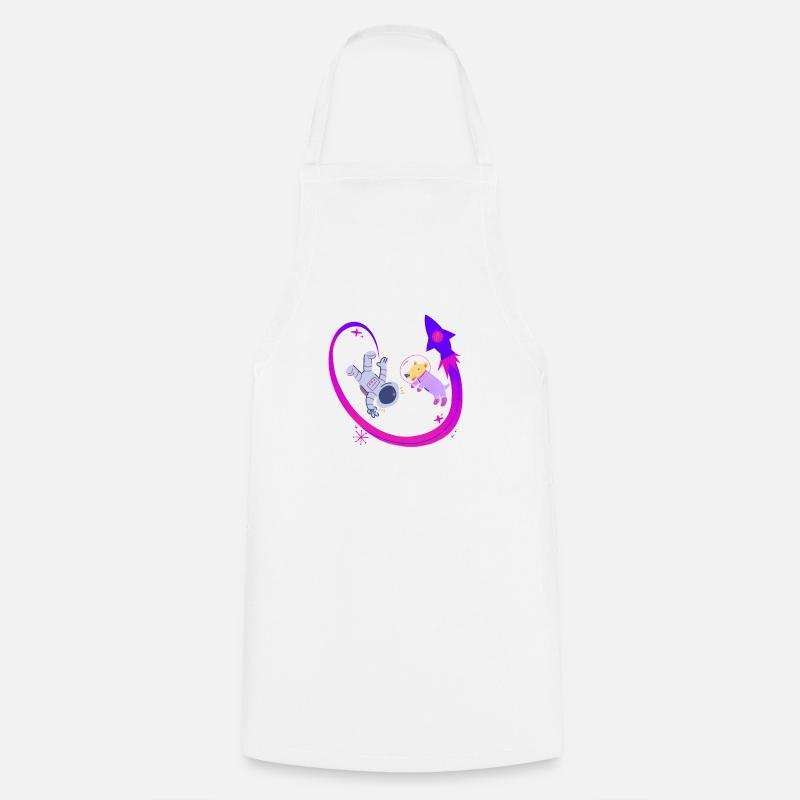 Dog and man in space - Cooking Apron - white