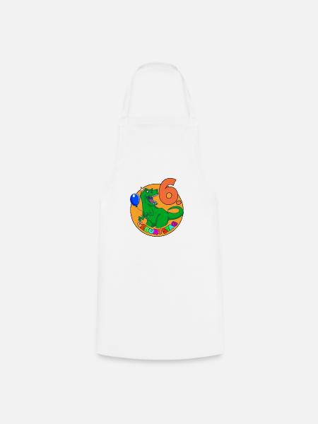 Dino 6 Geburtstag 6 Jahre Geschenk Party T-Rex - Kochschürze - Weiß