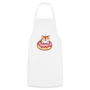 Shiba Inu's Sweet Giant Donut Delight - Cooking Apron - white - Front - AI Model Male 185 dark (185cm)