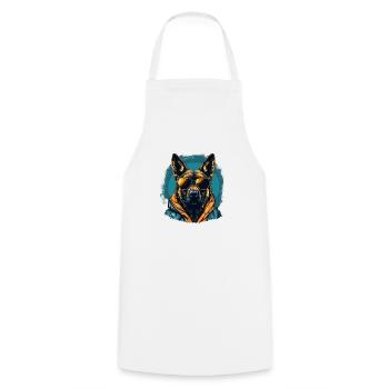 Urban Guardian: Sheepdog street vibes - Cooking Apron - white - Front - AI Model Male 185 dark (185cm)